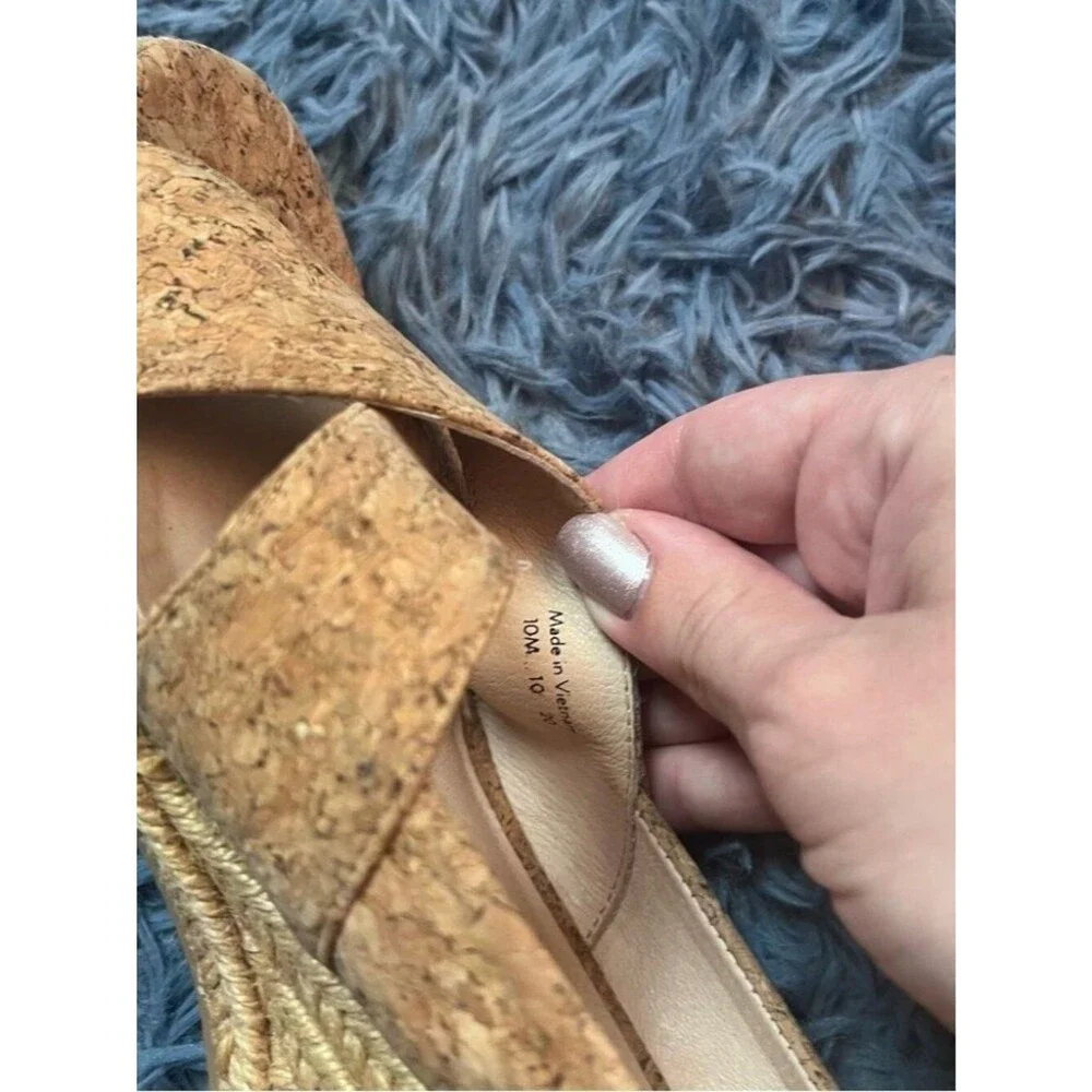 Jack Rogers Kork Palmer Crisscross Wedge Espadrille Size 10